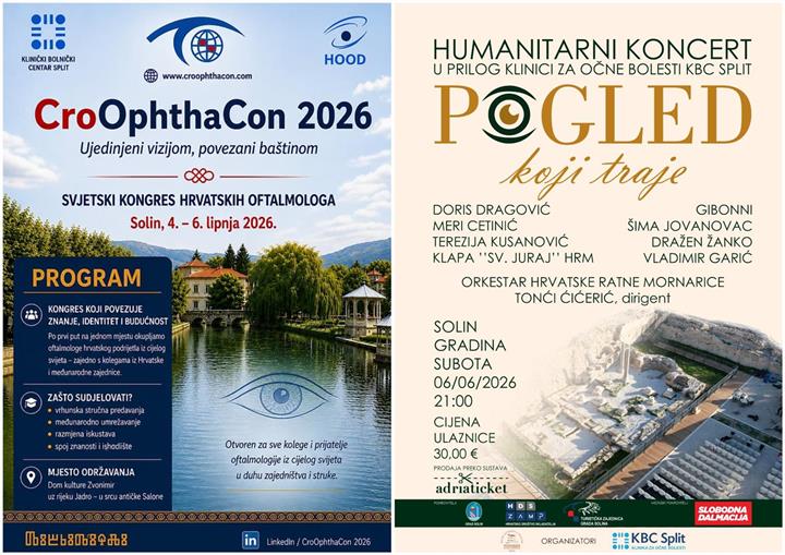 I. svjetski kongres hrvatskih oftalmologa: znanje, vizija i hrvatska baština na jednom mjestu – Solin, 4. - 6. lipnja 2026.