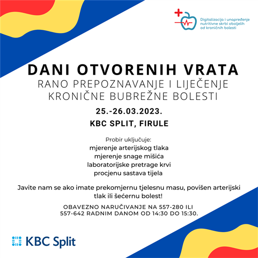 Dani otvorenih vrata KBC-a Split u svrhu ranog prepoznavanja i liječenja kronične bubrežne bolesti