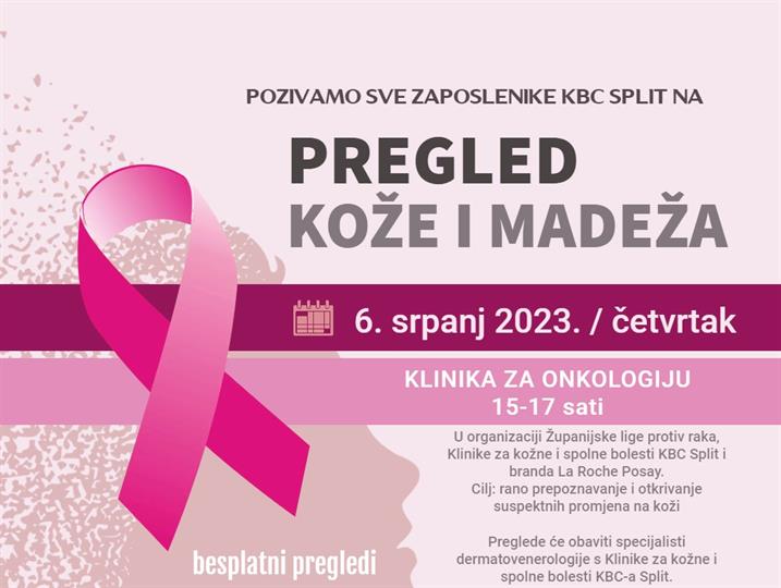 Poziv zaposlenicima KBC-a za pregled kože i madeža
