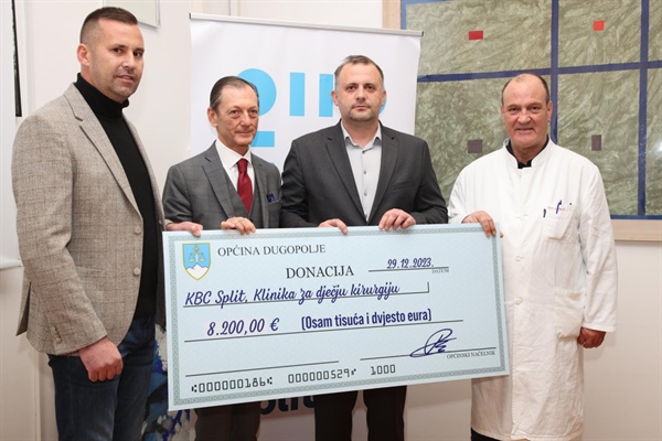 Stanovnici Općine Dugopolje donirali 8.200 eura Klinici za dječju kirurgiju