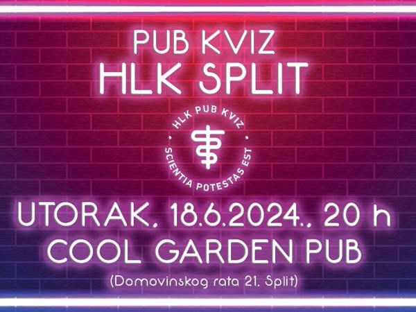 HLK pub kviz opće kulture u utorak, 18.6.2024. u 20 sati u Cool Garden Pubu