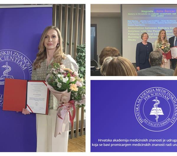 Dr. sc. Ana Glavina dobitnica nagrade „Ante Šercer“ Akademije Medicinskih Znanosti Hrvatske