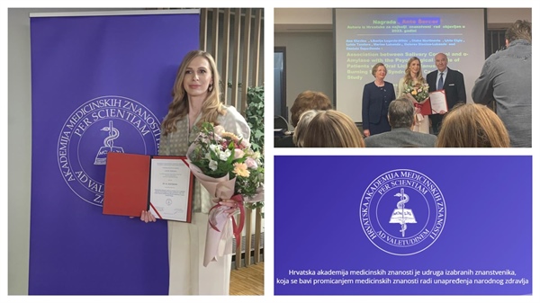 Dr. sc. Ana Glavina dobitnica nagrade „Ante Šercer“ Akademije Medicinskih Znanosti Hrvatske