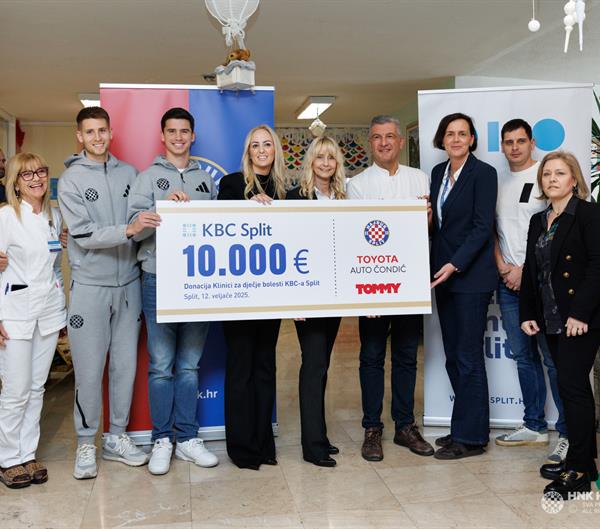 Donacija Hajdukova "Lanca dobrote" - 10.000 eura za Kliniku za dječje bolesti