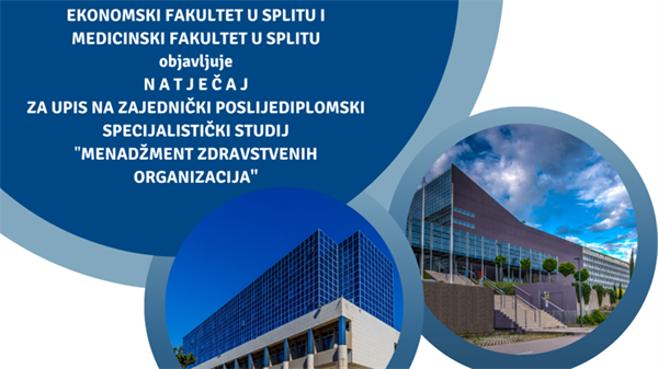 Upis polaznika na sveučilišni studij "Menadžment zdravstvenih organizacija"