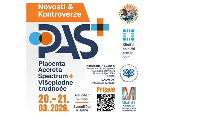 Prijave na tečaj „Placenta accreta spectrum (PAS) i višeplodne trudnoće, novosti i kontroverze"