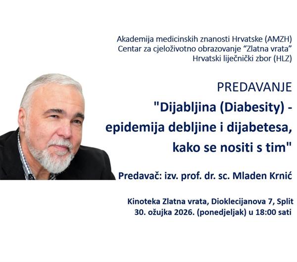 Predavanje: "Dijabljina (engl. Diabesity) - epidemija debljine i dijabetesa, kako se nositi s tim"