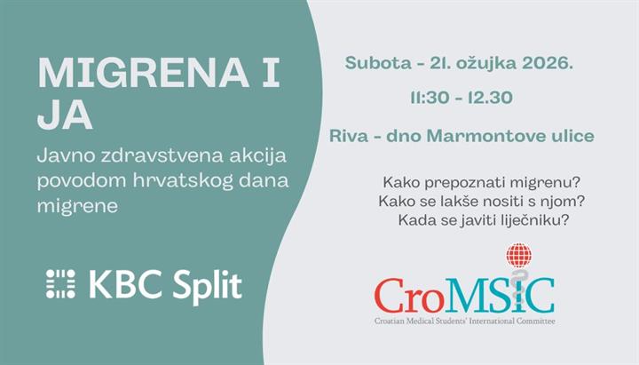 Javnozdravstvena akcija povodom hrvatskog dana migrene: Migrena i ja - Riva, 21. ožujka